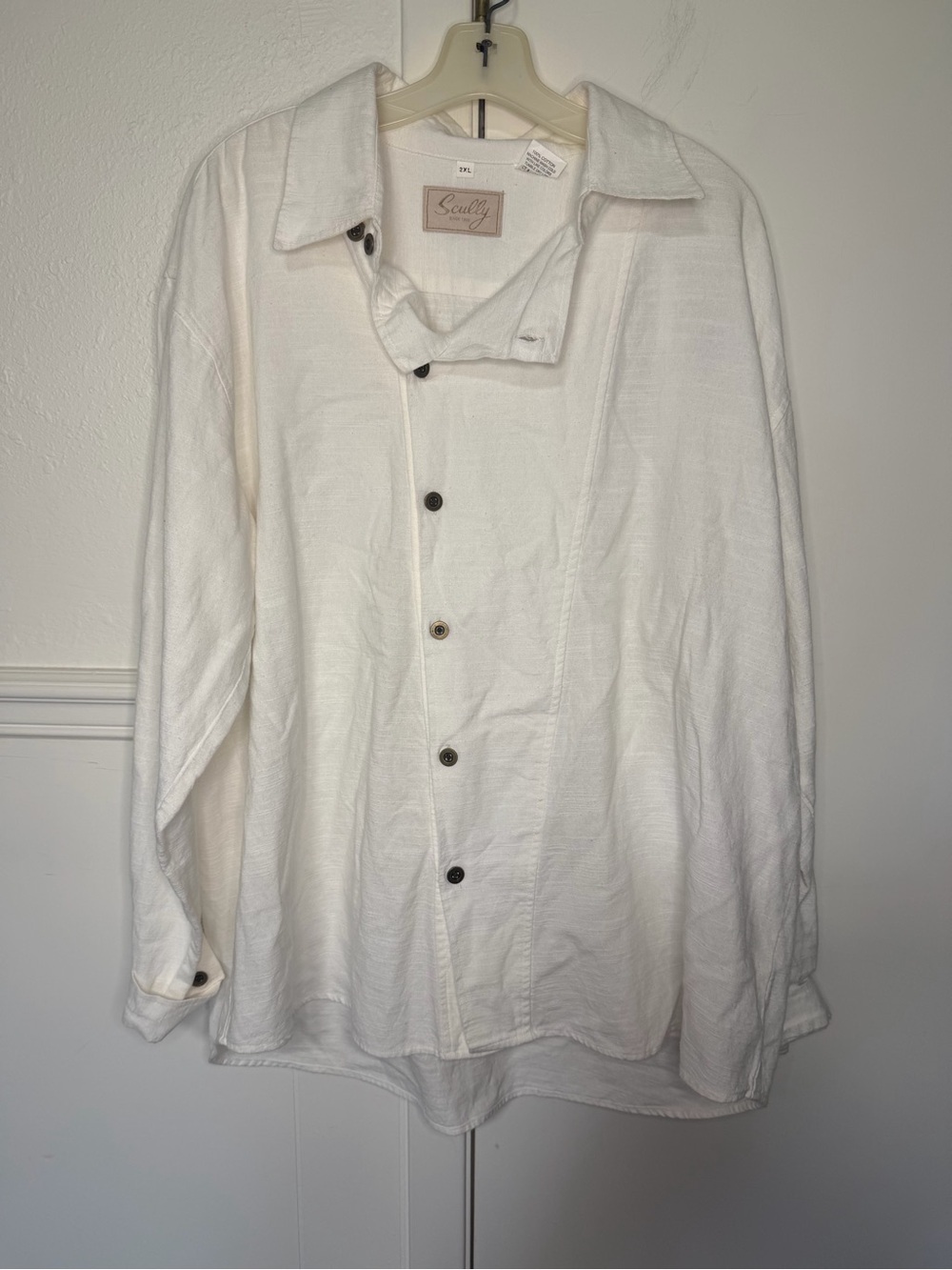 Scully Women Cream Lightweight Button-Front top XXL